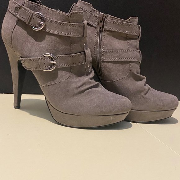 G by Guess High Heel Faux Suede Ankle Boots - Gray - Picture 4 of 4